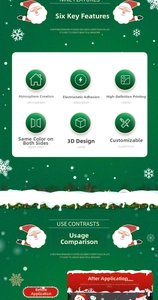 Detail of Santa and reindeer window stickers featuring 3D double-sided color printing