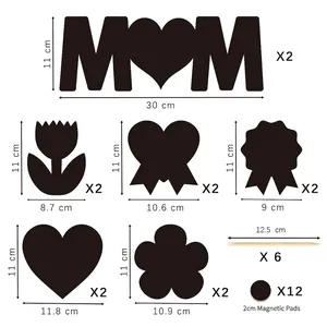 Mother's Day DIY rainbow scratch art kit with MOM letters, floral shapes and magnets
