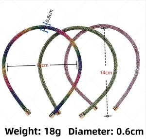 Detailed size chart for rhinestone headbands featuring 12cm diameter and 0.6cm band width