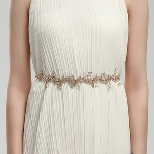 Handmade Bridal Wedding Belt Alloy Rhinestone Artificial Pearl Leaf Design Waist Ribbon For Women Formal Dress Accessories