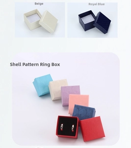 Square ring jewelry gift boxes with scallop texture and sponge lining in multiple colors