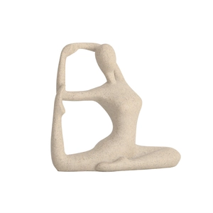 Scultura yoga moderna in pietra arenaria con design astratto minimalista per casa