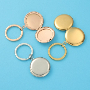 Polished 316L stainless steel photo locket keychains in gold, rose gold and silver