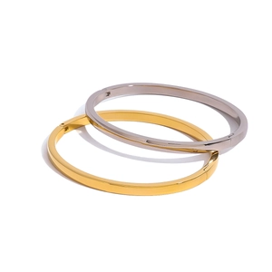 Minimalistische Edelstahl-Armreifen mit Verschluss in poliertem Gold und Silber
