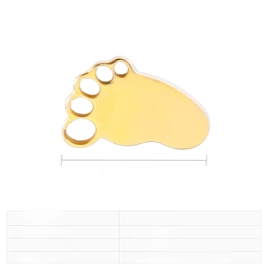 Macro shot of 13x8mm stainless steel footprint pendant for jewelry making in gold finish