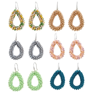 Bohemian Handmade Beaded Teardrop Dangle Earrings 18K Gold Plated Copper Jewelry For Women Hollow Out