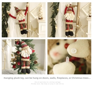 Hanging long-armed Santa plush doll for Christmas tree decoration and festive home setups