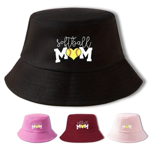 Cotton Bucket Hat Softball Mom Printed Sun Protection Summer Outdoor Casual Sporty Fisherman Cap For Women