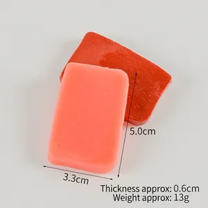 Realistic PVC luncheon meat keychain accessory measuring 5.0x3.3x0.6 cm and 13g weight