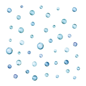 Modern watercolor blue geometric bubble wall stickers for minimalist room decoration