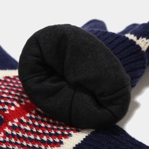 Guanti invernali in maglia con motivo Union Jack e spessa fodera in pile nero