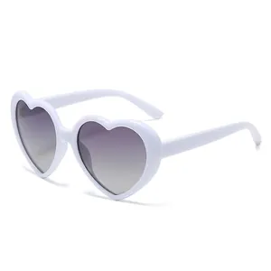 Chic heart-shaped white frame sunglasses with gradient lenses for women style