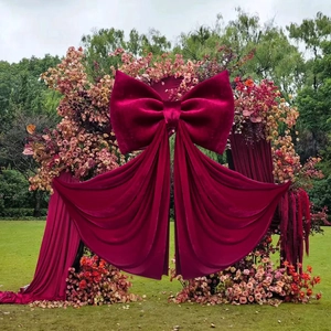 Extra large burgundy velvet bow for wedding and festival backdrop garden decoration