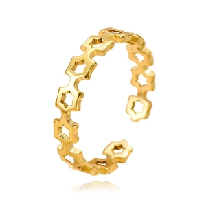 Minimalist gold hollow star open ring with adjustable band for women's fashion