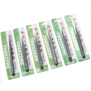 6pcs black stainless steel anti-static precision tweezers set for DIY jewelry and electronics
