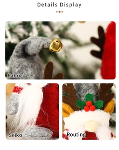 Detail van Noordse kerstkabouter met grijze gebreide muts en witte pluche baardstructuur