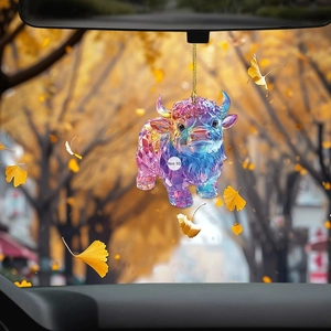 Acrylic colorful crystal bull car hanging ornament pendant with faceted design