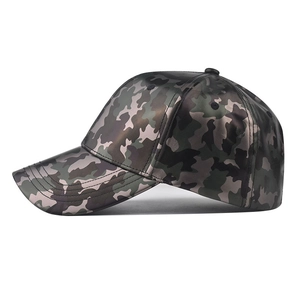 Casquette de baseball en PU camouflage classique avec finition satinée pour hommes et femmes