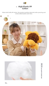 Detail view of high-elastic PP cotton filling in soft sunflower plush cushion