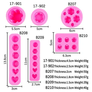 Stampi in silicone rosa per budini a forma di cuore e coniglio con dimensioni esatte
