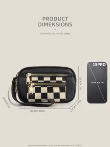 Detailed size comparison of the transparent PU card holder pouch with iPhone 15 Pro