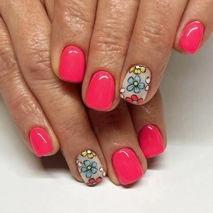 Press On Nails Glossy Fake Artificial Nails Retro Floral Pattern Pink White Chic Daily Manicure For Women Girls