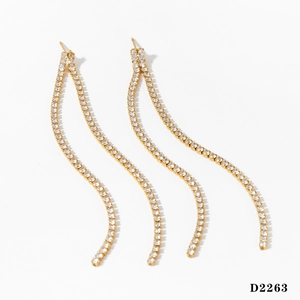 Close-up of gold tassel earrings with glittering round zircons for a luxury look