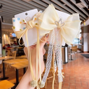 Charming girl's hair clips with colorful polka dot ribbons and cute crown lace details
