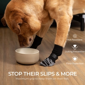 Anti Slip Dog Socks Cotton Knit Paw Protectors With Adjustable Straps Silicone Grip For Senior Dogs Indoor Outdoor