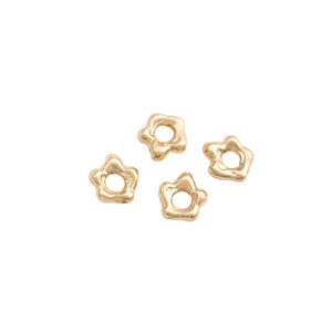 Set of four 14K gold-plated star beads for handmade bracelets and jewelry making