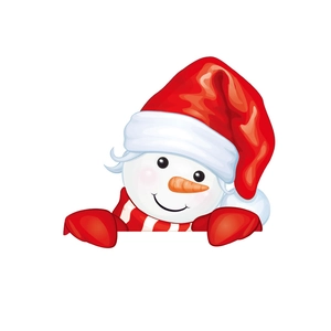 Christmas snowman wall sticker featuring a cute character with red hat and scarf for decor