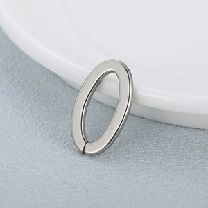 Minimalist silver stainless steel oval connector ring for DIY jewelry making and crafts