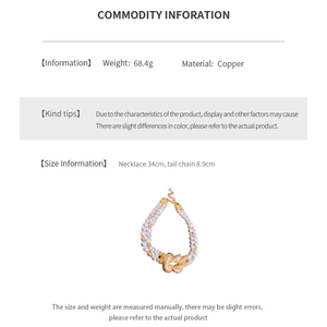 Detailed spec chart of double-layer pearl necklace with size and weight info