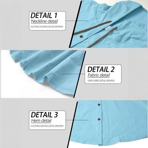 Light blue men's linen long sleeve shirt showcasing fabric texture and neckline details