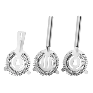 Three-piece stainless steel cocktail strainer set with long handle bar filter tools