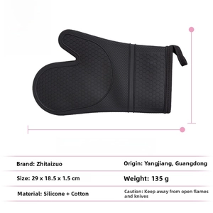 Black honeycomb silicone kitchen mitt with cotton lining for heat resistance and safe baking