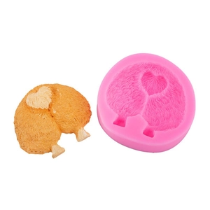3D Corgi butt silicone mold for DIY crafts with detailed animal hair texture