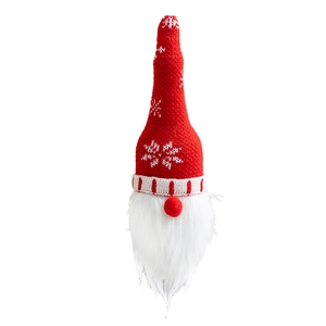 Weihnachts-Zwerg Weinflaschenhülle mit roter Strickmütze und weißem Plüschbart