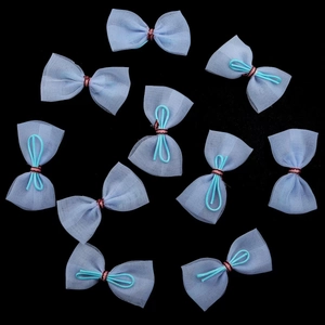 Hellblaue transparente Schleifen mit rosa Mitte für Haarschmuck und Bastelarbeiten