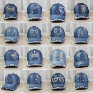 Casquette De Baseball En Jean Mode Pour Femmes Strass Künstliche Perle Rivet Coton Lavé Chapeau De Soleil Y2K Punk Bling Réglable