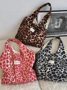 Leopard Print Tote Bag Large Capacity Polyester Shoulder Handbag For Women Daily Commute College Streetwear Fashion