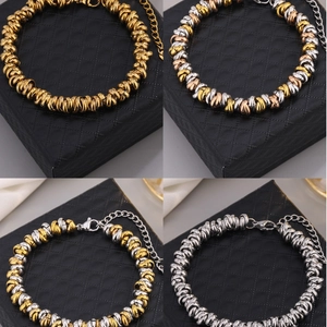 Stainless Steel Bracelet Twisted Braided Link Interlocking Rings Adjustable Minimalist Fashion Jewelry For Women Men