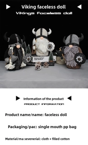 Close-up of Viking gnome doll featuring fabric texture and miniature warrior accessories