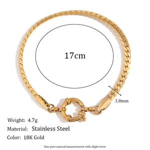 Bracciale a catena a graffetta in acciaio inossidabile placcato oro 18K con misure
