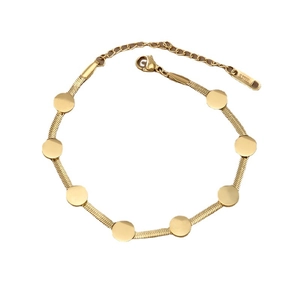 Bracelet minimaliste en acier titane doré avec pendentifs disques ronds pour femmes
