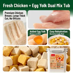 Snacks para gatos de pollo liofilizado y yema de huevo en bote de 500g para todas edades