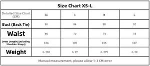 Detailed size chart for lemon print poplin dress showing bust waist and length measurements