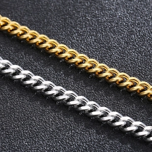 Polished stainless steel Cuban link bracelets in gold and silver with OT buckle clasp