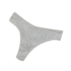 String gris en maille côtelée pour femme avec taille basse et design minimaliste