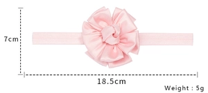 Pink fabric rose headband with dimensions 18.5x7cm and weight of 5g for babies